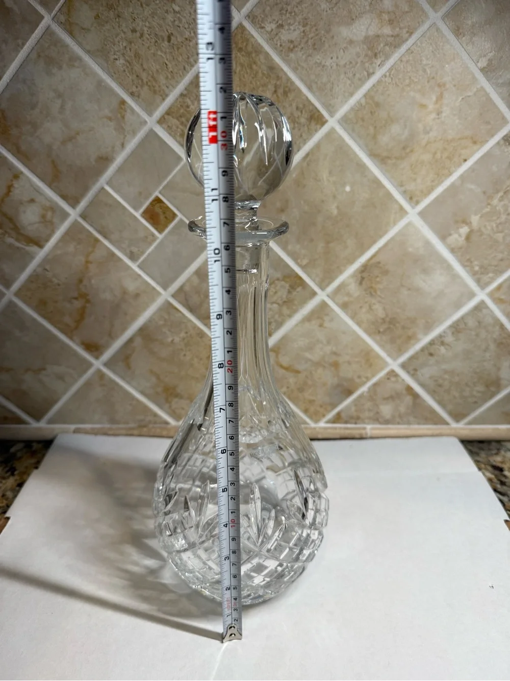 Polish 24% Lead Crystal Cut Glass Decanter with Stopper Made in Poland 11”